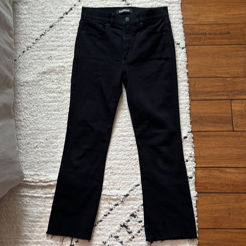 Express Stretch Cropped Flare High Rise Jeans
